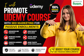 promote udemy course with SEO marketing for passive enrollments