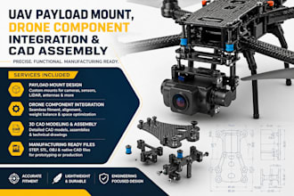 design uav payload, drone component integration, and cad assembly