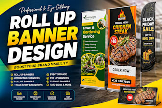 do custom banner design roll up retractable pull up billboard or yard sign