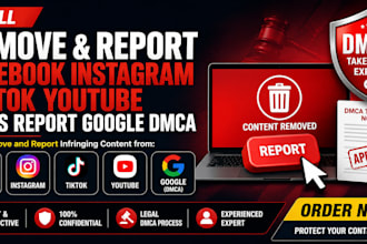 report and remove facebook instagram tiktok youtube mass report google dmca