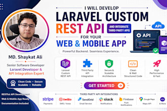 develop laravel custom rest API and integrate third party apis for your web app