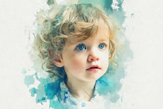 do watercolor kids, baby or child portrait illustration