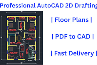 convert PDF or sketch to autocad 2d drawing