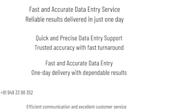 do fast and accurate data entry, excel work, typing job