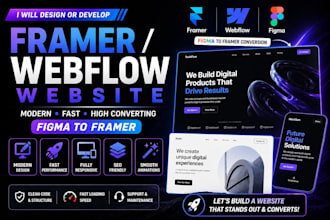 design modern framer or webflow website and convert figma to framer