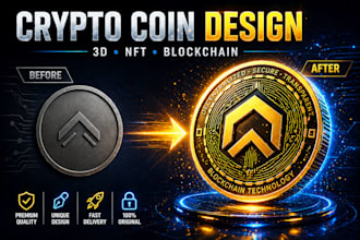design modern 3d crypto coin for nft, token and blockchain brands