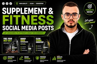 design health and fitness social media posts professionally