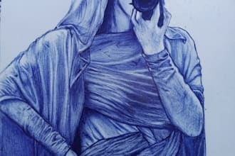 draw concept and fantasy character with ballpoint pen