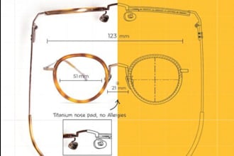 design professional eyewear tech pack design, factory tech pack and 3d rendering