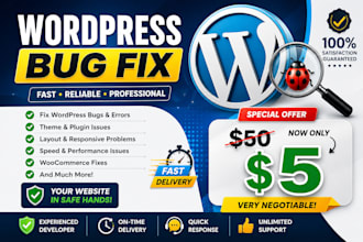 fix any wordpress bug fix by errors, broken website urls with minimum rate