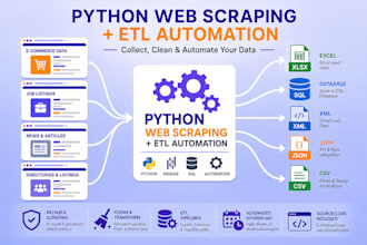 be your data engineer and database design expert python, etl sql web scraping
