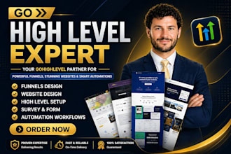 build gohighlevel sales funnel, setup website, create ghl automations, workflows