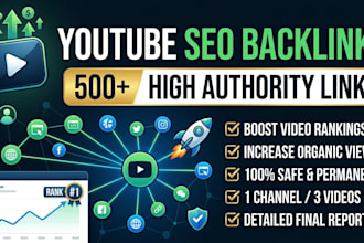 provide high quality youtube SEO backlinks to rank your videos on top