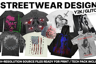 design streetwear clothing, in grunge glitch aesthetic