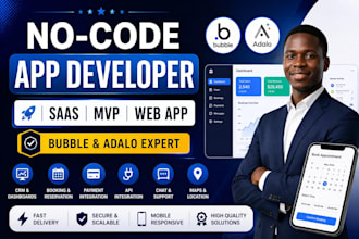 build bubble io adalo saas web app mvp as expert no code developer