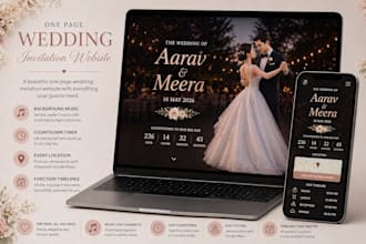 design a premium digital wedding invitation website with rsvp