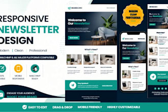 editable responsive newsletter design, mailchimp newsletter, newsletter template