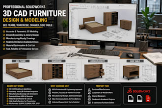 professional solidworks 3d cad for bed frames, wardrobes and cabinets
