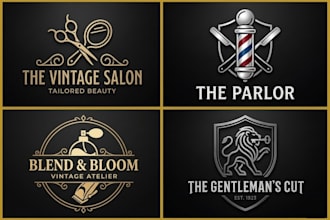 design amazing minimalist barber shop and vintage, beauty salon logo