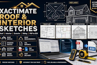 draw xactimate roof, interior, siding sketches and convert PDF to esx
