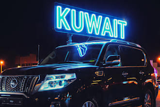 add glowing neon text to your car or bike photo for instagram