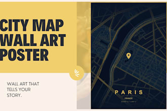 design a minimalist city map wall art poster in your choice of style