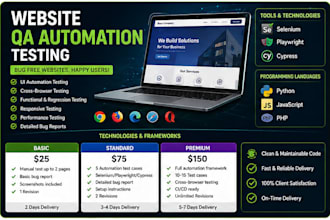 do website QA automation using selenium, cypress, playwright