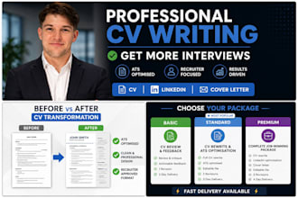 write, edit and optimise your CV resume and linkedin for job success