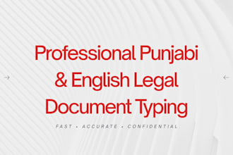 type english and punjabi documents professionally