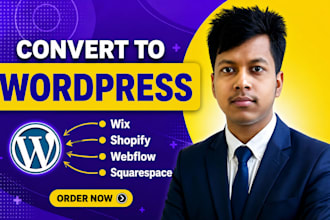 design redesign, convert or clone shopify, squarespace, wix to wordpress website