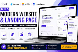 build dorik framer softr typedream website and responsive landing page design