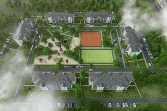 reinvent 3d residential complex,recreational render,aerialview zone,urban layout
