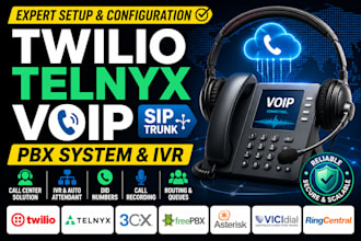 twilio telnyx voip sip trunk freepbx  IVR call centre did number 3cx ringcentral