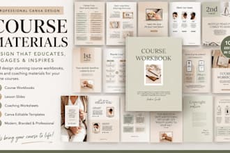 design canva course workbook, slides and coaching materials for online courses