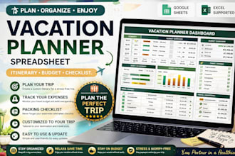 create vacation planner spreadsheet with itinerary and budget travel planner