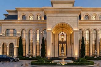 create ultra realistic 3darchitectural rendering of villa exterior visualization