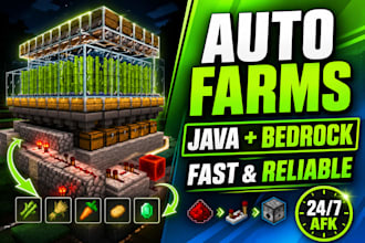 build automatic minecraft farms java bedrock redstone afk
