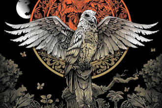 draw dark art with engraving or classic style