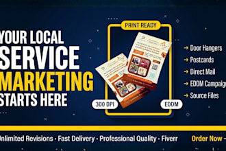 create a door hanger, postcard, or direct mail design for local service contract
