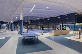 create 3d court padel design, sports field with 3d rendering