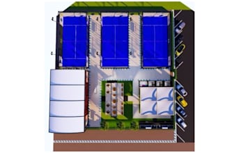 create 3d padel court design for investors
