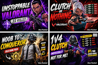 design high CTR youtube thumbnails for gaming, valorant, bgmi