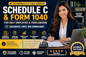 prepare schedule c with form 1040 for self employed US tax return