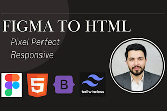convert figma, PSD, xd to responsive HTML tailwind CSS website