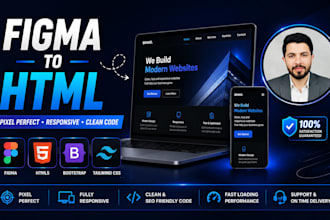 convert figma, PSD, xd to responsive HTML tailwind CSS website