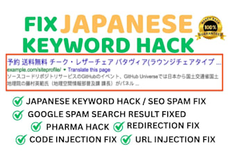 fix hacked wordpress website, clean malware and japanese seo spam