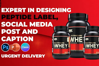 design premium peptide sarms, vial label, peptide label, product label design
