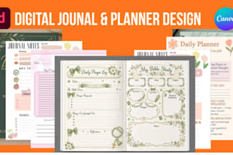 design custom plannerdairy digital journal layout calendar workbook kdp notebook