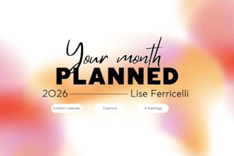 create your monthly social media content calendar with dates, captions and hasht