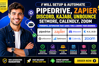 pipedrive zapier automation discord kajabi unbounce setmore calendly zoom